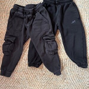 Zara and H&M Kids Black Cargo and Jogger Pants Set